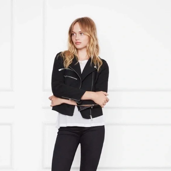 ANINE BING BLACK FELT MOTO JACKET NEW With TAGS Large